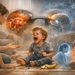 Záchvat hnevu u trojročného dieťaťa a pokojná reakcia rodiča podľa neurovedy.