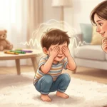 Dieťa hrajúce sa na schovávačku so zakrytými očami ilustrujúce vývoj teórie mysle v predškolskom veku.