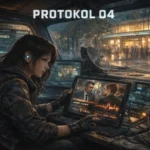 Mladá analytička v sledovacej dodávke sleduje na tablete rozhovor a graf mikrotriašky hlasu, ktorý odhaľuje stres a lož muža na konferencii.