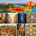 Ilustrácia mestského tepelného ostrova v Bratislave: teplotná mapa historického centra, urban canyon efekt a porovnanie stredovekých uličiek so súčasnou zástavbou